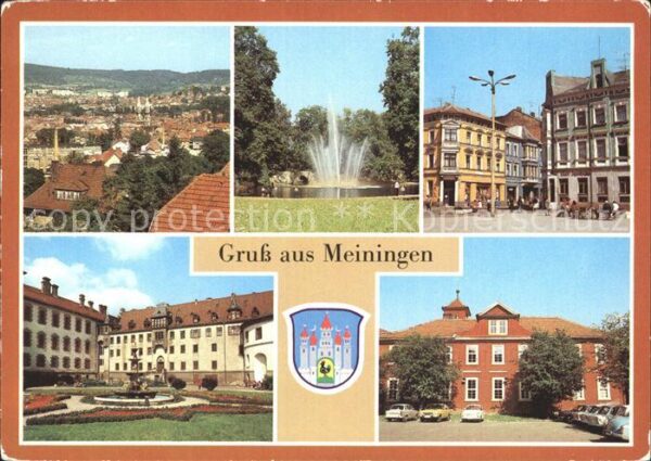 Meiningen Thueringen Übersicht Springbrunnen Goethepark Mark