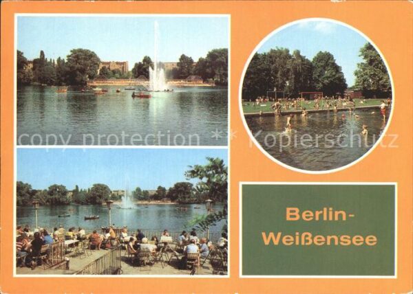 Weissensee Berlin Fontäne Badestrand Restaurant Terrasse