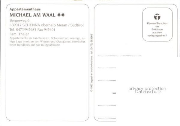 Schenna Meran Appartementhaus Michael am Waal Swimmin – Bild 2