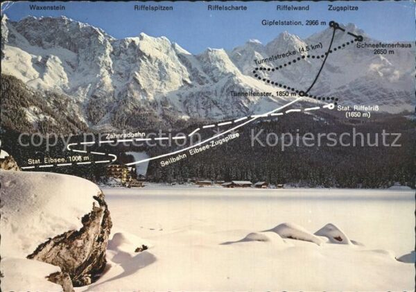 Eibsee Winterpanorama gegen Zugspitzgruppe Wet