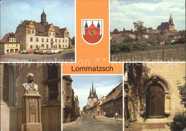 Lommatzsch Markt Kirche Robert Volkmann Denkmal Bü