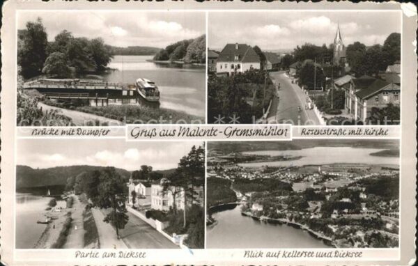 Malente-Gremsmuehlen Brücke mit Dampfer Partie am Dieksee Ro