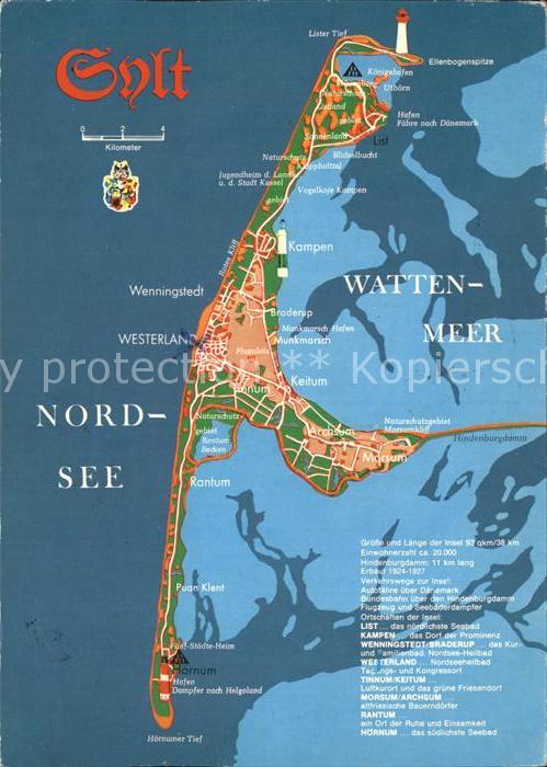 Sylt Landkarte der Insel Sylt