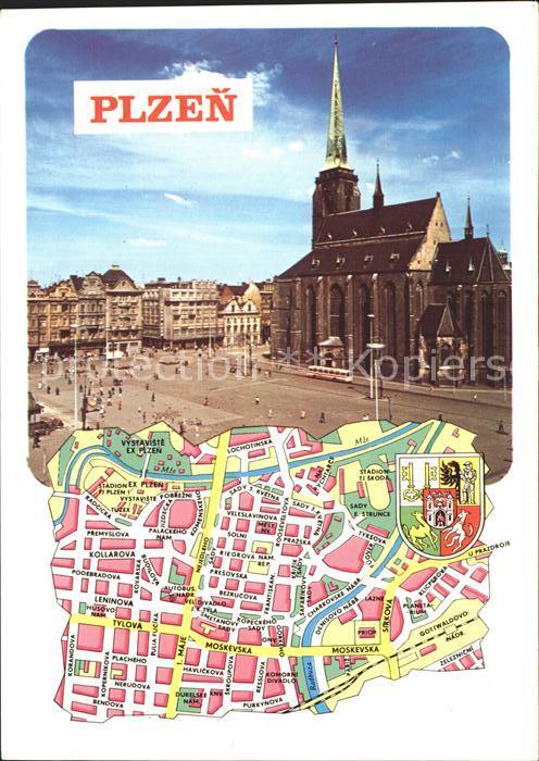Plzen Pilsen Stadtkarte Kathedrale