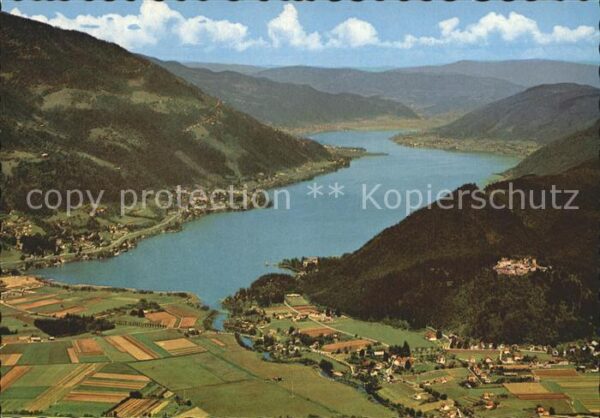 Ossiachersee Ruine Landskron Fliegeraufnahme