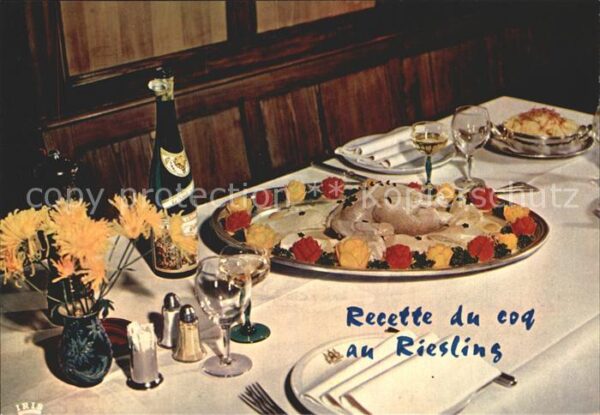 Lebensmittel Recette Coq au Riesling