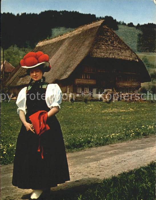 Trachten Schwarzwald Bollenhut - P O S T K A R T E -  - P O