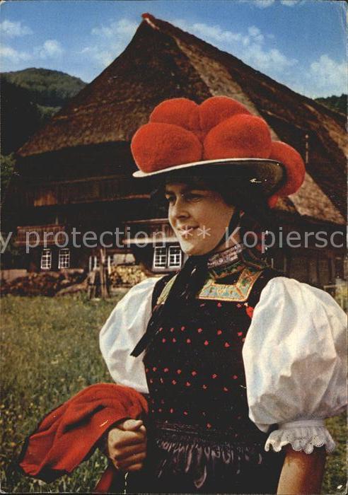 Trachten Schwarzwald Bollenhut - P O S T K A R T E -  - P O