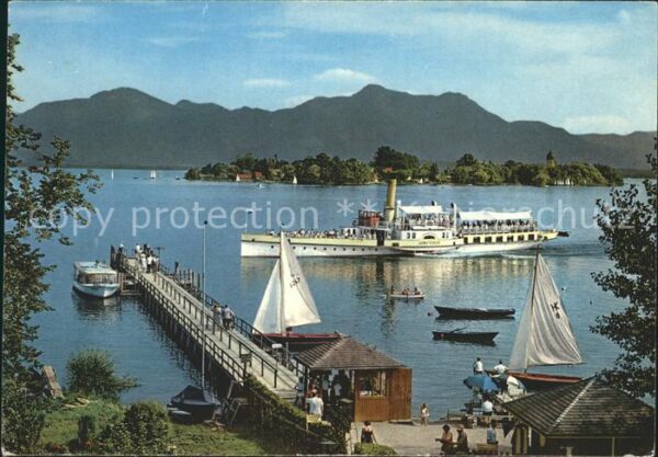 Dampfer Seitenrad Ludwig Fessler Chiemsee Fraueninsel