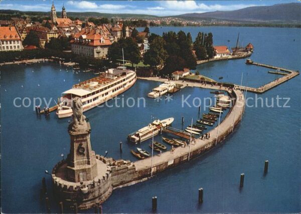 Motorschiffe Lindau Bodensee Hafen Fliegeraufnahme