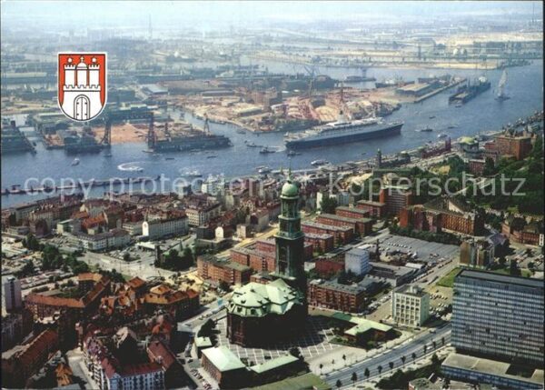Faehre Ferry Bac Traghetto-- Hamburg Michaeliskirche Hafen Fliegerau