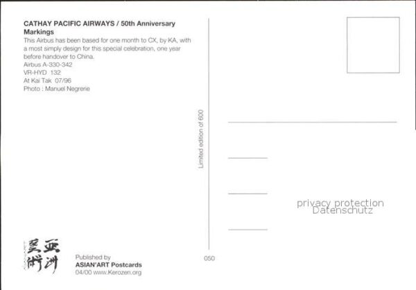 Flugzeuge Zivil Cathay Pacific Airways 50th Anniversary – Bild 2