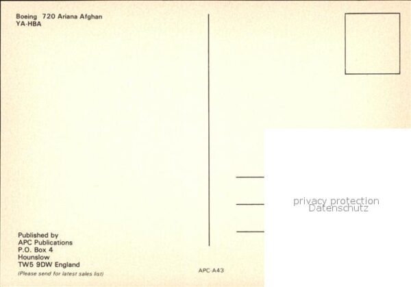Flugzeuge Zivil Boeing 720 Ariana Afghan YA-HBA – Bild 2