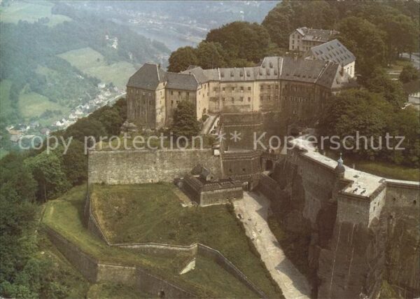 Koenigstein Saechsische Schweiz Fliegeraufnahme Festung Königstein