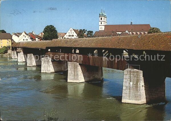 Bad Saeckingen alte Holzbrücke am Hochrhein