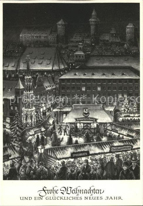 Nuernberg Christkindles Martk Zeichnung Weihnacht