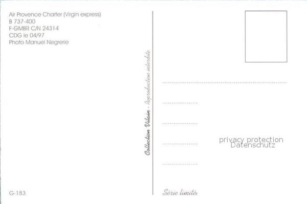 Flugzeuge Zivil Air Provence Charter Virgin Express B-7 – Bild 2