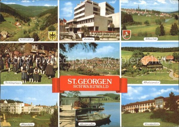 St Georgen Schwarzwald Nußbachtal Rathaus Trachtengruppe  Kran