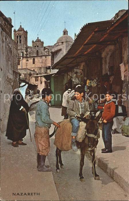 Nazareth Israel Basar und Kinder mit Esel