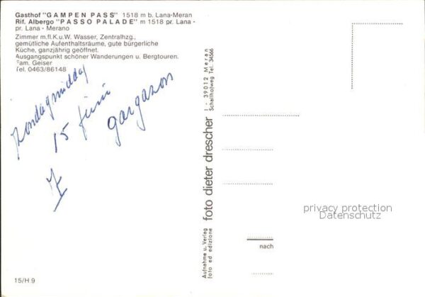 Lana Meran Gasthof Gampen Pass Hotel Passo Palade – Bild 2