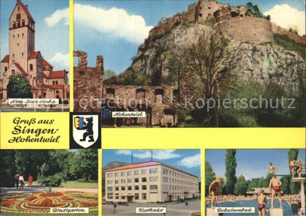 Singen Hohentwiel Hohentwiel Rathaus Stadtgarten Schwimmb
