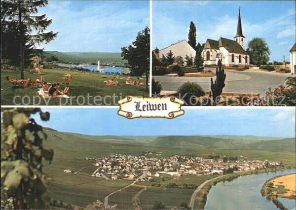 Leiwen Trier-Saarburg Moselpartie Kirche Schwimmbad