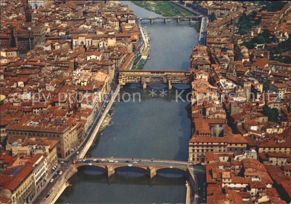Firenze Florenz Fliegeraufnahme mit Brücken