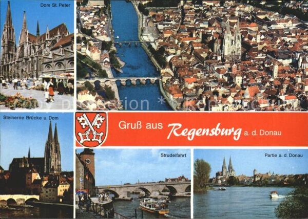Regensburg Fliegeraufnahme Strudelfahrt Donauparti