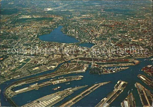 Hamburg Fliegeraufnahme Hafen