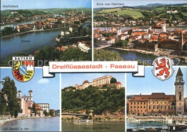 Passau Dreuflusseck Oberhaus Rathaus