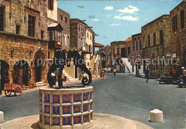 Rhodos Rhodes Aegaeis Brunnen alt Stadtteil