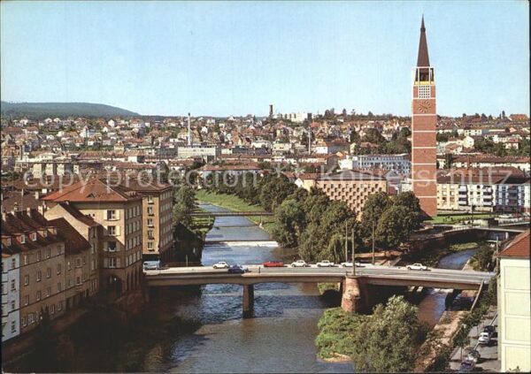 Pforzheim Auerbürcke Zusammenfluss Enz Nagold Tur