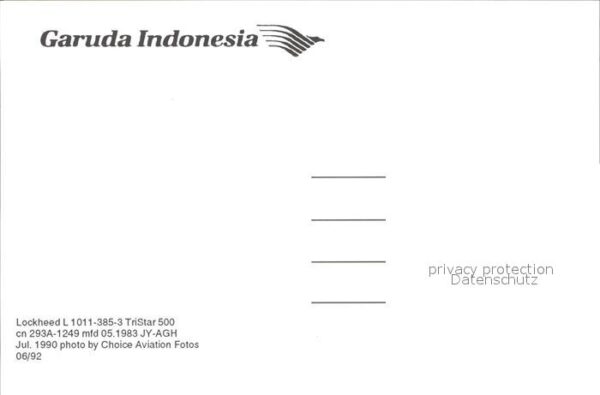 Flugzeuge Zivil Garuda Indonesia Lockheed L-1011-385-3 – Bild 2