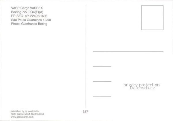 Flugzeuge Zivil VASP Cargp Vaspex Boeing 727-2Q4 PP-SFG – Bild 2