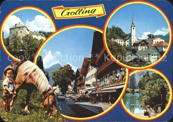 Golling Salzach Teilansichten Kirche Brunnen Kind Hafli