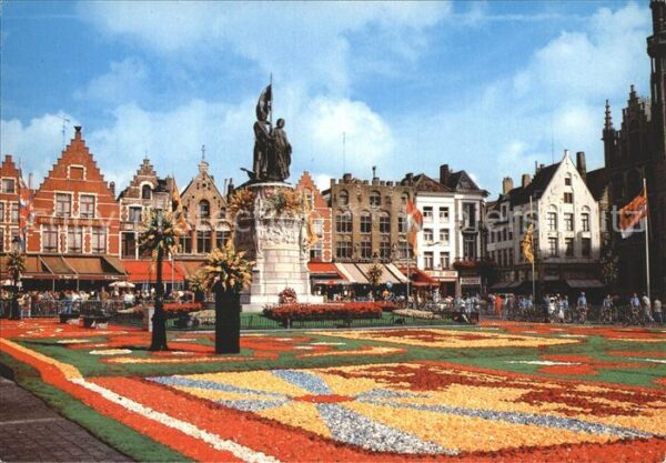 Brugge Grote Markt Bloementapijt Marktplatz Bl
