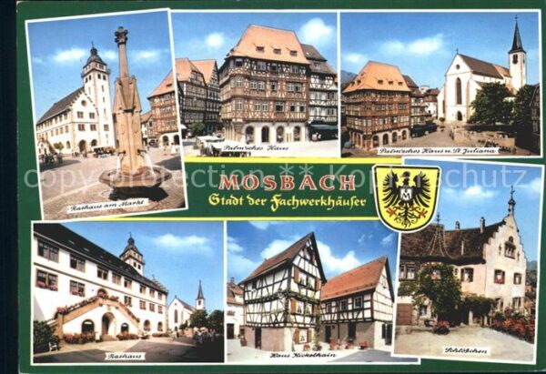 Mosbach Baden Stadt der Fachwerkhäuser Rathaus Markt