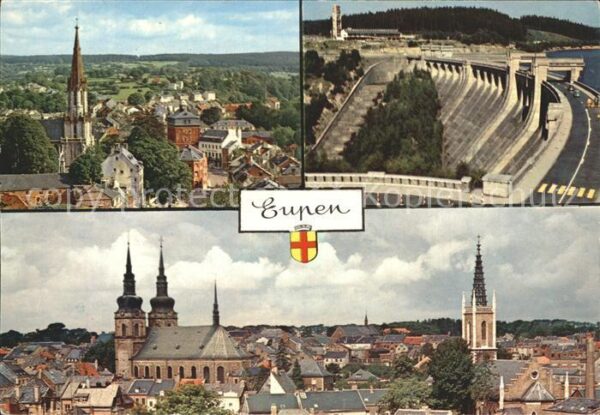 Eupen Stadtbild mit Kirche Gileppe Talsperre