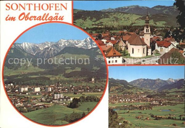 Sonthofen Oberallgaeu Gesamtansicht mit Alpenpanorama Kirche
