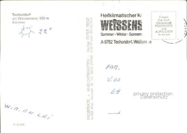 Techendorf Weissensee Ortsansicht mit Kirche Alpen – Bild 2