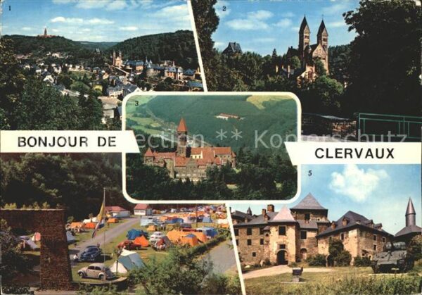 Clervaux Vue generale Eglise Abbaye Camping Chat