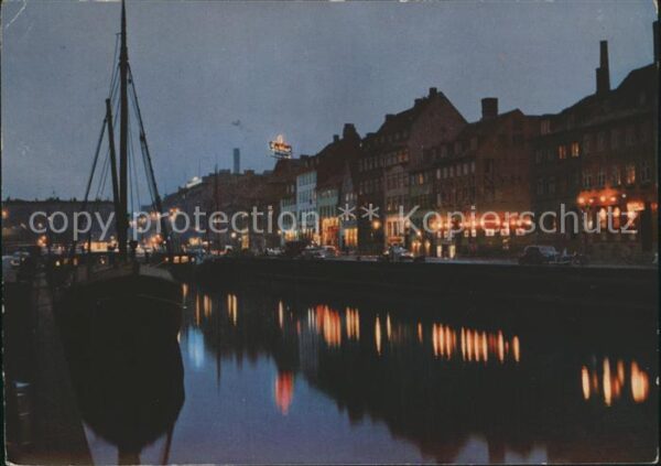Kobenhavn Nyhavn ved nat Hafen bei Nacht