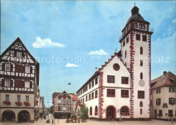 Mosbach Baden Fachwerkbauten Marktplatz Rathaus Fussg
