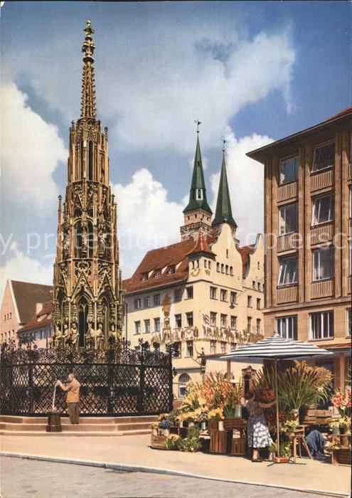 Nuernberg Schöner Brunnen Sebalduskirche