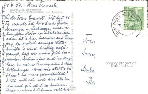 Wildbad Schwarzwald Quellenhof mit Sommberberg und Bergbahn – Bild 2