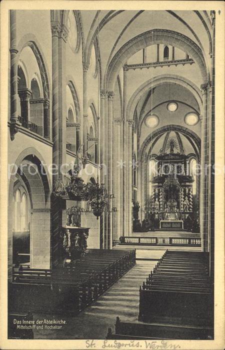 Werden Ruhr Abteikirche Inneres Mittelschiff und Ho