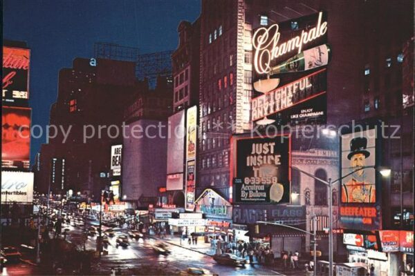 New York City Time Square Broadway and 46th St at nig