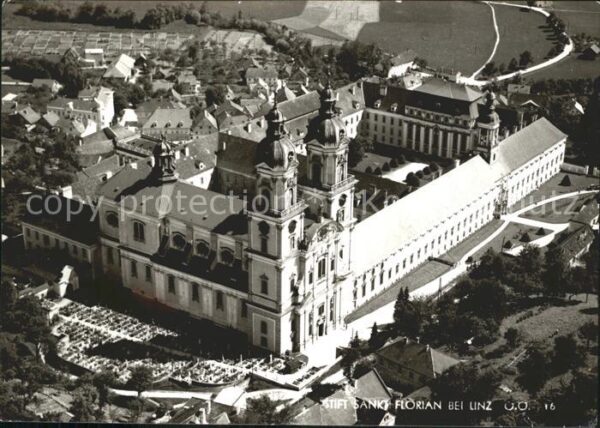 Linz Donau Stift Sankt Florian Fliegeraufnahme