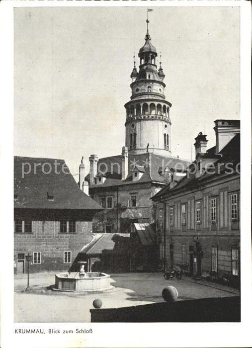 Krummau Suedboehmen Blick zum Schloss