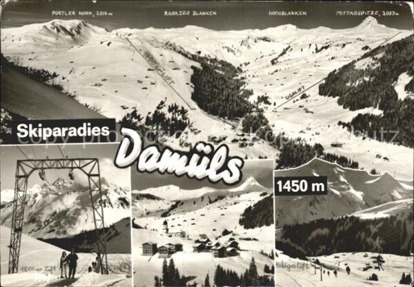 Damuels Vorarlberg Panorama Skilifte Teilansicht Skipisten